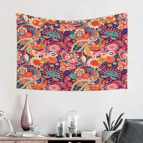 RTAFGU Perris Tapestry, Colorful Paisley Flower Pattern, Boho Ethnic Vibrant Art Tapestries Aesthetic Wall Hanging for Bedroom Living Room,Dorm Party Home Decoration 40" L x 28" W - color: Perris_2807, size: 40"L x 28"W