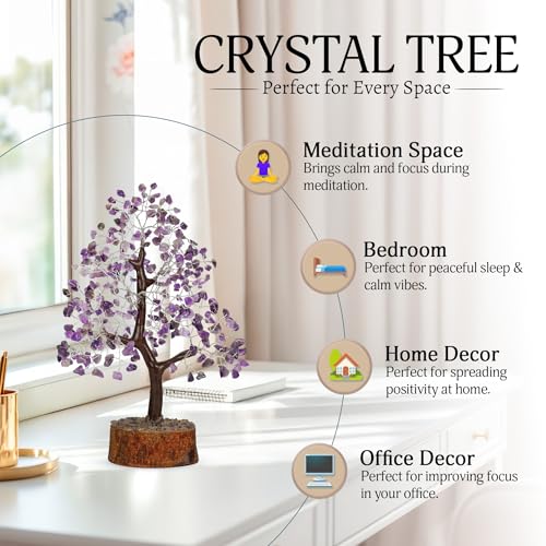 Amethyst Crystal Tree, Healing Crystals, Purple Room Decor, Crystal Decor, Crystal Tree, Purple Desk Accessories, Purple Decor Tree, Spiritual Decor, Feng Shui Decor, Amethyst Crystal Rock Tree 10-12" - color: Amethyst Silver Wire