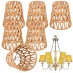6 Pcs Small Rattan Bell Lamp-Shade, Rattan Lamp Shade,Boho Lamp-Shades Replacement Bohemian Style Light-Shade Replacement for Floor Lamp Pendant Light Wall Sconces(Rattan,Brown,Clip on)