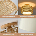 2 Packs Boho Rattan Flush Mount Ceiling Lights 12 Inch Farmhouse Ceiling Light Fixtures Rustic Wicker Hand Woven Rope Cage for Dining Room Kitchen Bedroom Foyer Hallway Entryway - size: 12 Inch 2 Packs
