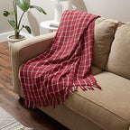 DII Transitional Checked Plaid Woven Throw, 50x60, Barn Red - color: Barn Red, size: 50x60"