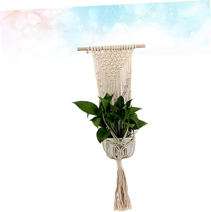 BESPORTBLE Hanging Cotton Flower Holder with Bohemian Tapestry Design Durable Macrame Succulent Pot for Indoor and Outdoor Use for Home and Office Decoration