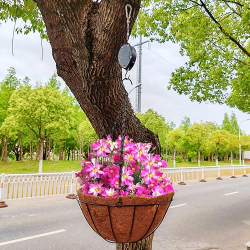 TIHOOD 2PCS Plant Pulley Retractable Hanger Hooks - Hanging Plants Garden Baskets Pots Bird Houses. 5ft Long & 55 lbs Weight Capacity