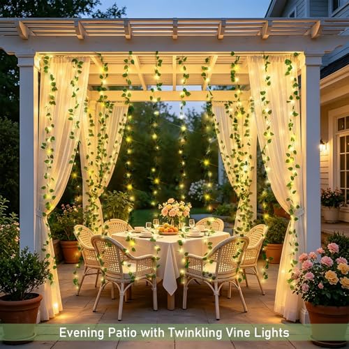 JMEXSUSS Vines Lights for Bedroom, 9.8ft x 9.8ft with Remote, 300 LED Fairy Lights with Vines, Artificial Pothos Curtain Light for Wall Dorm Wedding Indoor Decor - color: Pothos, size: 9.8x9.8ft - 300 LED