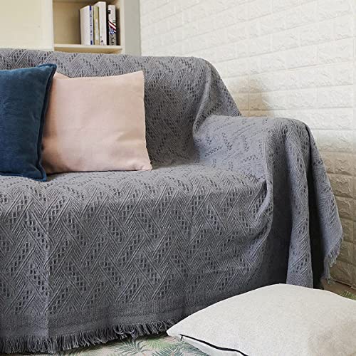 AIVIA Couch Cover Sheet Blanket, Oversized Couch Covers for 3-4 Cushion High Backed Backrest Sofa, Extra Large Furniture Decoration Covers Sofa Slipcovers, L Shape U-Shaped Sectional Protector - color: Dark Gray, size: 91” x 134”