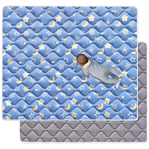 Odorless Premium Foam Baby Play Mat 47" x 47", Soft Microfiber Fabric Crawling Mat for Floor- Comfortable and Hypoallergenic, Non-Slip Cushioned Floor Playpen mat for Infants,Babies,Toddlers - color: B-blue Sky, size: 47" X 47"