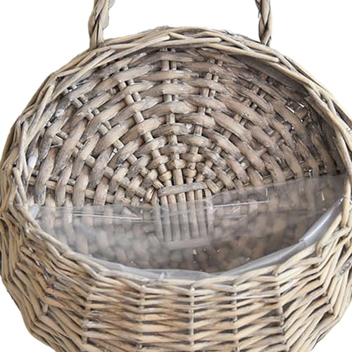Handmade Woven Hanging Basket Flower Basket Decorative Wicker Handed Storage Basket for Lawn Indoor Outdoor Plants Farmhouse, S - color: S