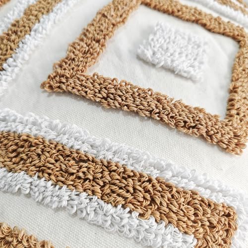 Andreannie Pack of 2 Boho Tufting Throw Pillow Cover Embroidered Textured Cushion Cover with Tassels Soft Home Decororative for Couch Sofa 18x18 inch (Brown) - color: Brown