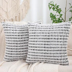 LUOYEHK Boho Throw Pillow Covers 20x20 Inch Set of 2 Chenille Tufted Pillowcase Farmhouse Neutral Cushion Covers for Couch Sofa Bed Living Room, Black Gray - color: Black Gray, size: 20" x 20" (Pack of 2)
