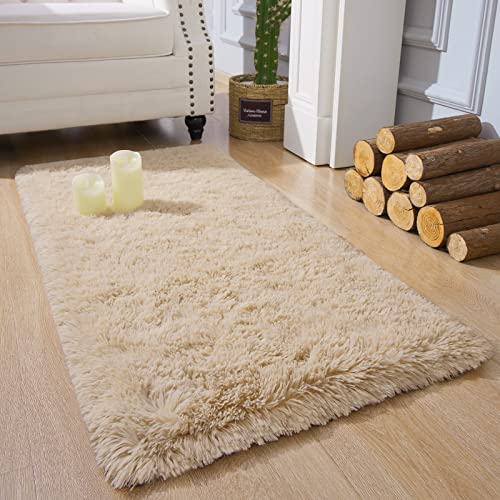 Chicrug Soft Runner Rug for Bedroom Living Room Plush Fluffy Rug 2x4 Feet, Shag Furry Runner Rug Carpet Non Shedding for Nursery Children Kids Girls Room Home Decorative, Camel - color: Camel, size: 2' x 4' (Runner)