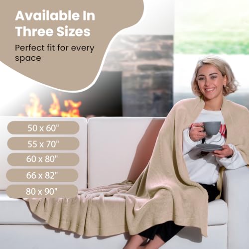 Dalisa 100% Organic Turkish Cotton Throw Blanket - GOTS Certified, Cozy - Perfect for Couch, Bed, and Home Decor - Boho Vintage Knit Alina (Beige, 50x60) - color: Beige, size: 50x60