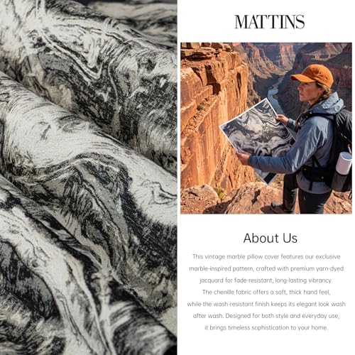 MATTINS Neutral Marble Pillow Covers 12x20 Set of 2, Modern Textured Lumbar Pillow Covers, Luxury Farmhouse Black Pillow Covers, Boho Patterned Decorative Pillow Cover for Couch Sofa Bed Gift Pack - color: Black, size: 20" x 12" (Pack of 2)
