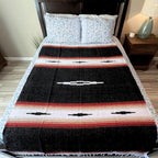 Open Road Goods Mexican Diamond Blanket - XL Heavyweight Yoga Blanket – Handmade in Mexico - Thick Boho Serape Saltillo Style Throw for Beach, Picnic, Home, Camping and More! (Black Retro) - color: Black Retro