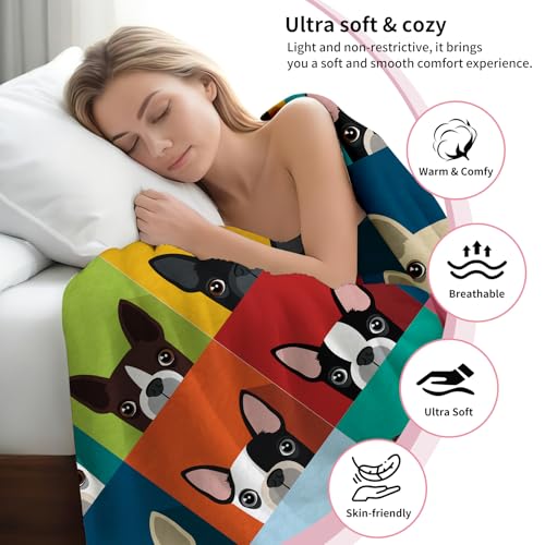 Throw Blanket for Couch, 300GSM Warm Soft Cozy Flannel Blanket, Cute Blanket for All Seasons Bedroom Home Decor Gifts, Colorful Funny Dogs 50x60 Inches - color: Colorful Funny Dogs
