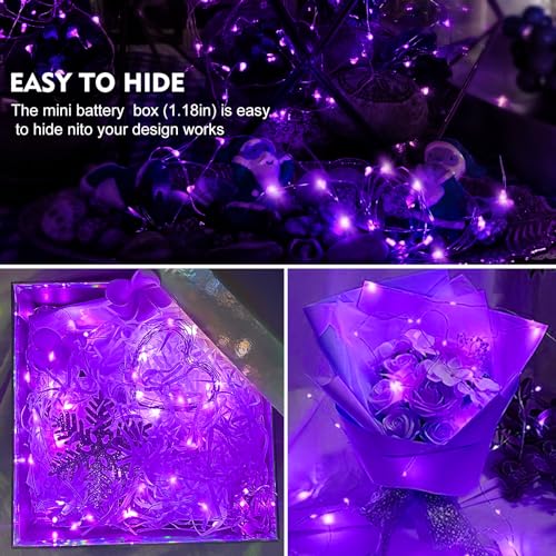 AIKEI 12 Pack LED Fairy Lights Battery Operated, Mini String Lights Waterproof 7ft 20 Led Firefly Starry Lights for Wedding Party Bedroom Garden Christmas Decoration Purple - color: Purple, size: 12PCS-STANDARD