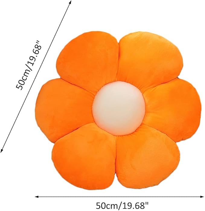 lannery Flower Plush Throw Pillows, Flower Floor Pillow Seating Cushion Toy for Reading, Room, Watching TV (19.7", Orange)