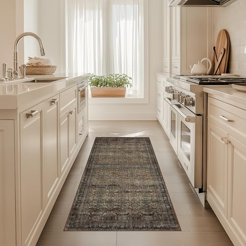 Ruaruarug Washable Area Rug Runner 2×6 for Kitchen Living Room Bedroom, Ultra Soft Non Slip Stain & Fade Resistant, Pet & Kids Friendly, Suitable for High Traffic Areas Easy to Clean, Vintage Brown - color: Vintage Brown, size: 2' x 6' (Rectangular)