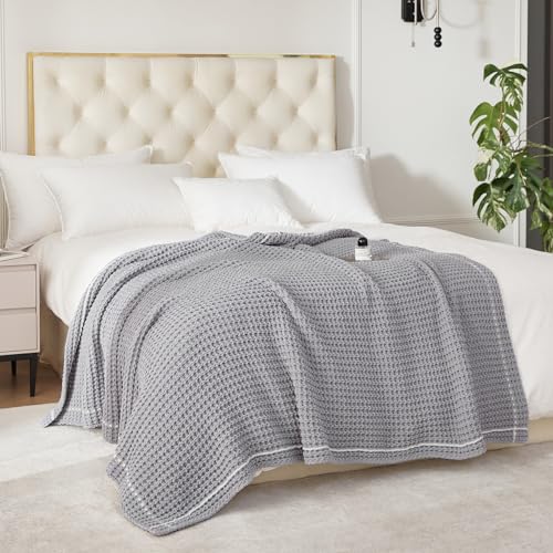 WESHIONGOO Throw Blanket for Couch Soft Knit Throw Blanket with Chenille Yarn Non-Shedding, Chenille Blanket for Living Room Bed Sofa (Grey, 50"*60") - color: Grey