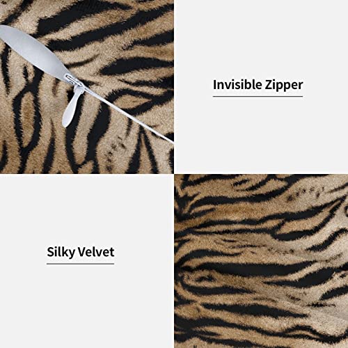 Perinsto Tiger Texture Print Throw Pillow Covers Set of 2 Animal Skin Pattern Decorative Pillowcases Soft Cushion Covers for Sofa Couch Bed Home Decor, 18"X18" - color: Animal Tiger, size: 18" x 18" (Pack of 2)