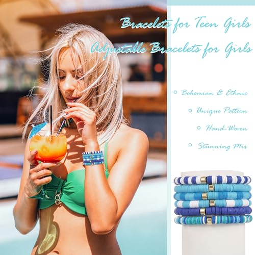 choice of all String Bracelets for Women Boho Wave Surfer Beach Wear Cute Bracelets Set Summer Friendship Jewelry Accessories Beach Stuff - color: C2:6pcs blue bracelets