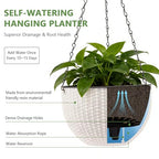 4 Sets of 8.2 Inch Self Watering Hanging Planter Flower Pots, Suitable for Indoor and Outdoor Plant Flower, Basket Flower Pots with Hanging Chains, Spray Bottles, Planting Tools, Hook (White)