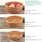3 Pack Hadewoven Round Rattan Fruit Basket Wicker Food Tray Weaving Storage Holder Dinning Room Bowl, 10 Inch Small Wicker Basket Serving Tray Woven Basket for Bread,Snack,Brown(3-Size Kit) - size: 3-Size Kit (Includes 10")