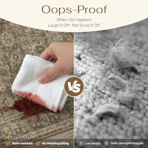 HUGEAR 2x3 Entryway Rug Brown Machine Washable Rug Room Decor Vintage Distressed Small Area Rugs Indoor Door Mat Low Pile Non Slip Carpet for Kitchen Living Bedroom Soft Lightweight - color: A| Brown, size: 2' x 3' (Rectangular)