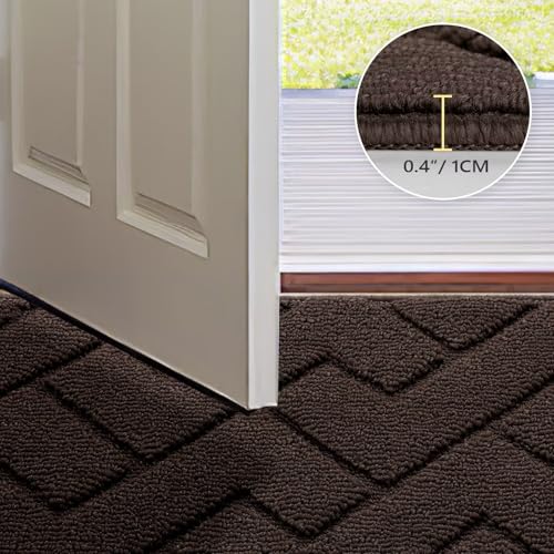 hicorfe Indoor Door Mat,Non Slip Door Mats,32"x48" Front Back Door Mat Rubber Backing,Absorbent Resist Dirt Entrance Inside Floor Mats for Entryway Washable Low-Profile(Coffee) - color: Coffee, size: 48" x 32" (Rectangular)