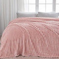 NEWCOSPLAY Super Soft King Blanket Pink Premium Silky Flannel Fleece 3D Ribbed Jacquard Lightweight Bed Blanket All Season Use (Pink Ribbed, King(90"x110")) - color: Pink Ribbed, size: King(90"x110")