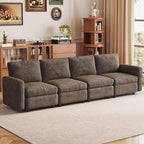 Guyii 4 Seats Sectional Sofa Modern 4 People Couch Deep Seat Soft Cushion Sofa Brown Living Room Sofa for Apartment Hotel Office Easy Assemble - color: Brown, size: 4 seater