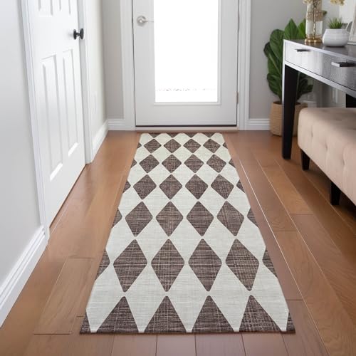 Addison Rugs Chantille ACN578 Brown 2'3" x 7'6" Indoor Outdoor Hallway Runner Rug, Stain Resistant Washable Kitchen Area Carpet for Bathroom, Laundry and Bedroom Rug - color: Brown, size: 2'3" x 7'6" (Runner)