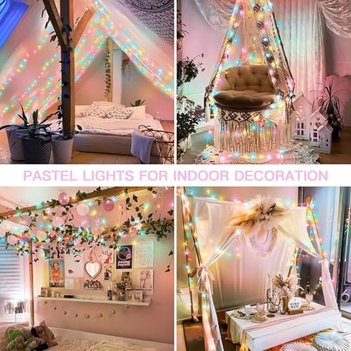 suddus Pastel Easter String Lights, 33ft 100 LED Multicolor Fairy Lights with Remote, Connectable Clear Wire Twinkle Lights for Spring Decor, Aesthetic Bedroom, Classroom, Dorm, Plug in - color: Multicolored, size: 100LED Connectable