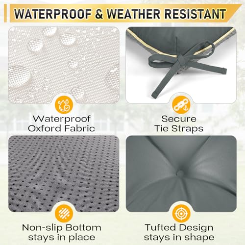 4 Pack 19x19 Inch Shredded Foam Chair Cushions with Straps - All-Season Seat Pads for Indoor/Outdoor Dining, Office, Patio, Kitchen Chairs (Gray, 19 INCH × 19 INCH) - color: Gray