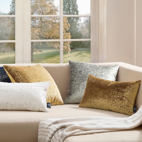 Phantoscope Pack of 2 Sparkling Velvet Decorative Solid Throw Decorative Pillow Cover Soft Silver Glitter Square Cushion Cover Pillowcase for Couch Bed and Chair, Gray, 20 x 20 inches, 50 x 50 cm - color: Gray and Silver, size: 20" x 20" (Pack of 2)