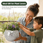 Hanging Planter Mosaic Garden Pot Small Flower Pot for Indoor Plant Disco Ball Hanging Planter with Drainage Sliver - color: Silver
