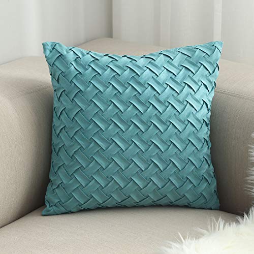 vctops Boho Basket Weave Pattern Decorative Throw Pillow Cover Super Soft Suede Solid Square Accent Cushion Case for Couch Sofa Car (Mint Green,18"x18") - color: Mint Green, size: 18" x 18" (Pack of 1)