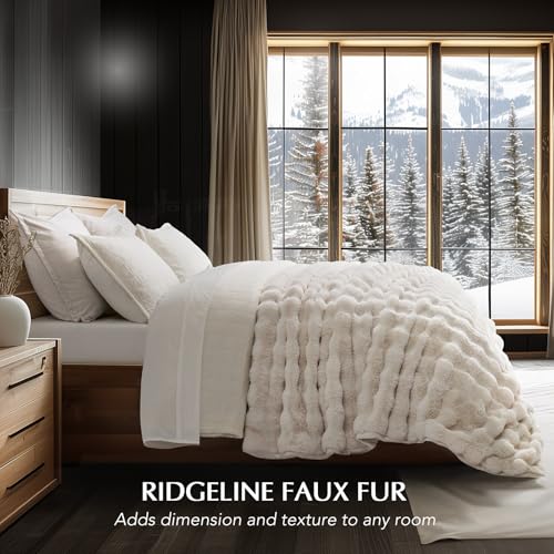 EverGrace Ultra Soft Luxury Fluffy Faux Rabbit Fur Throw Blanket, Thick Warm Bubble Throw for Bed, Cozy Plush Reversible Blankets for Couch, Chair, Sofa, Ivory White, 90x90 Inches - color: Ivory White, size: 90"x90"