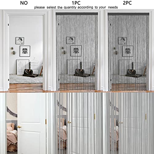HSYLYM Spaghetti String Curtains for Doorways Privacy Door Frame Tassel Hippy Wall Kitchen Hallway Boho Fringe Curtain Hanging Door Room Dividers Decor 1 Panel（39×110in/100×280cm,Grey） - color: Grey, size: 39"W x 110"L (Pack of 1)