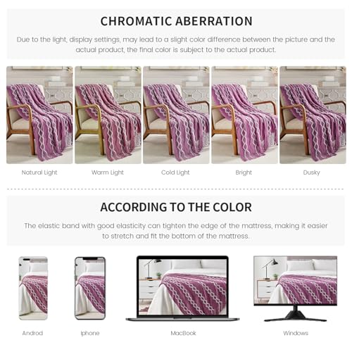 BOURINA Fluffy Chenille Knitted Fringe Throw Blanket Lightweight Soft Cozy for Bed Sofa Chair Throw Blankets Deep Purple 50" x 60" - color: A-purple, size: 50"×60"