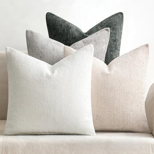 MIULEE Pack of 4 Couch Throw Pillow Covers 18x18 Inch Gray Soft Decorative Chenille Pillow Covers Farmhouse Accent Cushion Covers for Boho Home Decor Sofa Bedroom Living Room - color: Gray, size: 18" x 18" (Pack of 4)