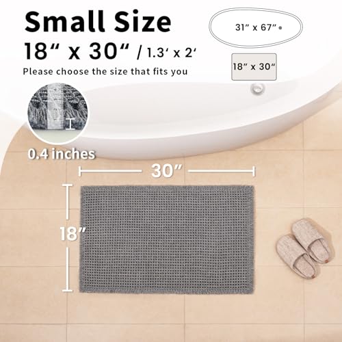 Waffle Bath Mat - Boho Bathroom Rugs Non Slip Washable, Super Absorbent & Quick Dry, Small Bath Mats Farmhouse Bathroom Decor, 18'' x 30'', Dark Grey - color: Dark Grey, size: 18'' X 30''