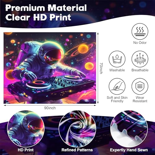 NYZE Astronaut Space Tapestry for Bedroom, Music Wall Tapestry, Party Decor Glow in the Dark Room Decor Tapestries, Cool Galaxy Planet Wall Hanging, Wall Hanging for Room Dorm 90in×70in - color: Astronaut H, size: 90"L x 70"W