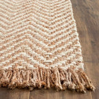 SAFAVIEH Natural Fiber Collection Area Rug - 9' x 12', Bleach & Natural, Handmade Chevron Fringe Jute, Ideal for High Traffic Areas in Living Room, Bedroom (NF458A) - size: 9' x 12' (Rectangular)