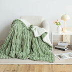 UKELER Sherpa Throw Blanket 60 × 80 inch- Cute Striped Design Soft Plush Fleece Blanket for Bed Couch Sofa Office Camping, 610 GSM, Green - color: C-green, size: 60x80 Inch