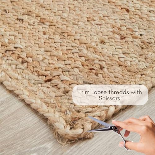 FRELISH DECOR Handwoven Jute Area Rug - 8x10 Feet Natural Yarn - Rustic Vintage Beige Braided Reversible Rectangular Rugs for Bedroom - Kitchen - Living Room - Farmhouse (8' x 10' Natural) - color: Natural, size: 8' x 10' (Rectangular)