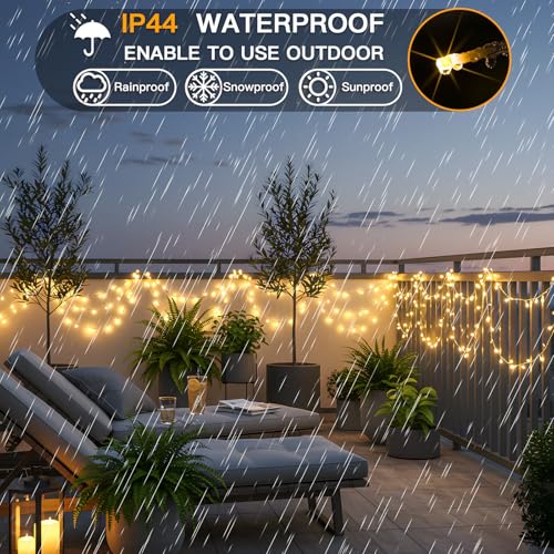 suddus Christmas Lights Outdoor, 66 ft 200 LED Plug in Warm White Fairy String Lights with Remote, Twinkle Lights for Bedroom Indoor Xmas Tree Dorm Wedding Backyard Party Outdoor Decorations - color: Warm White, size: 200LED