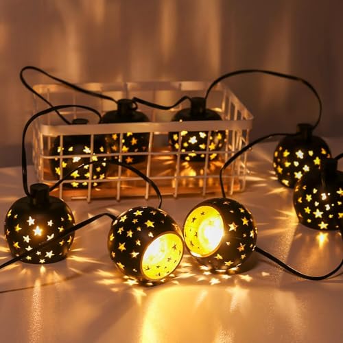 Vigdur Lantern String Lights, Star String Lights Plug in with 10 Clear G40 Bulbs and Star Plastic Lamp Shades, Connectable Moroccan Decoration Light for Home Holiday Party Decorations(9.84FT) - color: Star Lantern