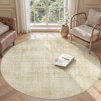 Joydeco 8ft Round Washable Area Rug Classic, Beige | Non-Slip Large Circle Carpet Low Pile for Living Room Bedroom Dining Room - color: Beige, size: 8' (Round)