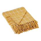 DII Transitional Checked Plaid Woven Throw, 50x60, Honey Gold - color: Honey Gold, size: 50x60"