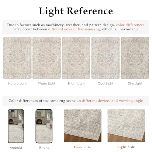 PureCozy Beige 2x3 Area Rug Washable Vintage Small Carpet for Entryway Kitchen Soft Retro Floral Low Pile Thin Door Mat Non Slip Central Medallion Throw Rug for Bathroom Office Bedroom Dining Room - color: Beige, size: 2' x 3' (Rectangular)